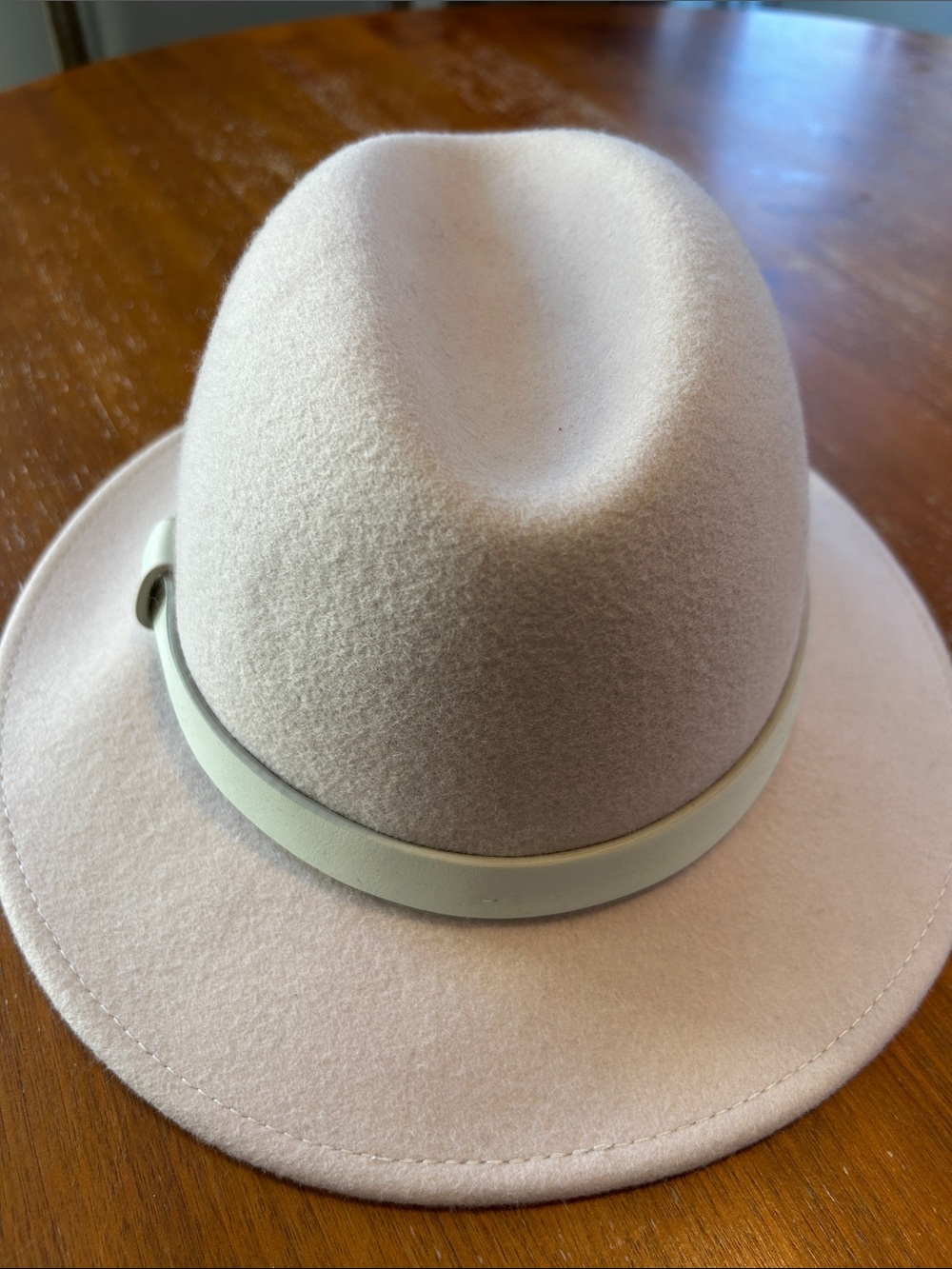 J. Crew Light Cream Felt Fedora with Leather Band